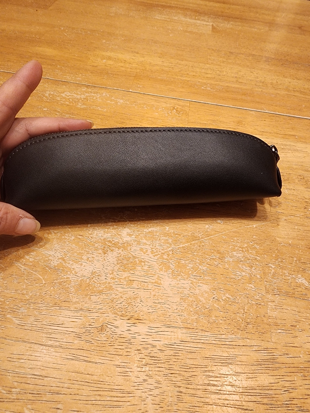 Coach Leather Pencil Case in black featuring a smooth leather finish - Picture 3 of 15